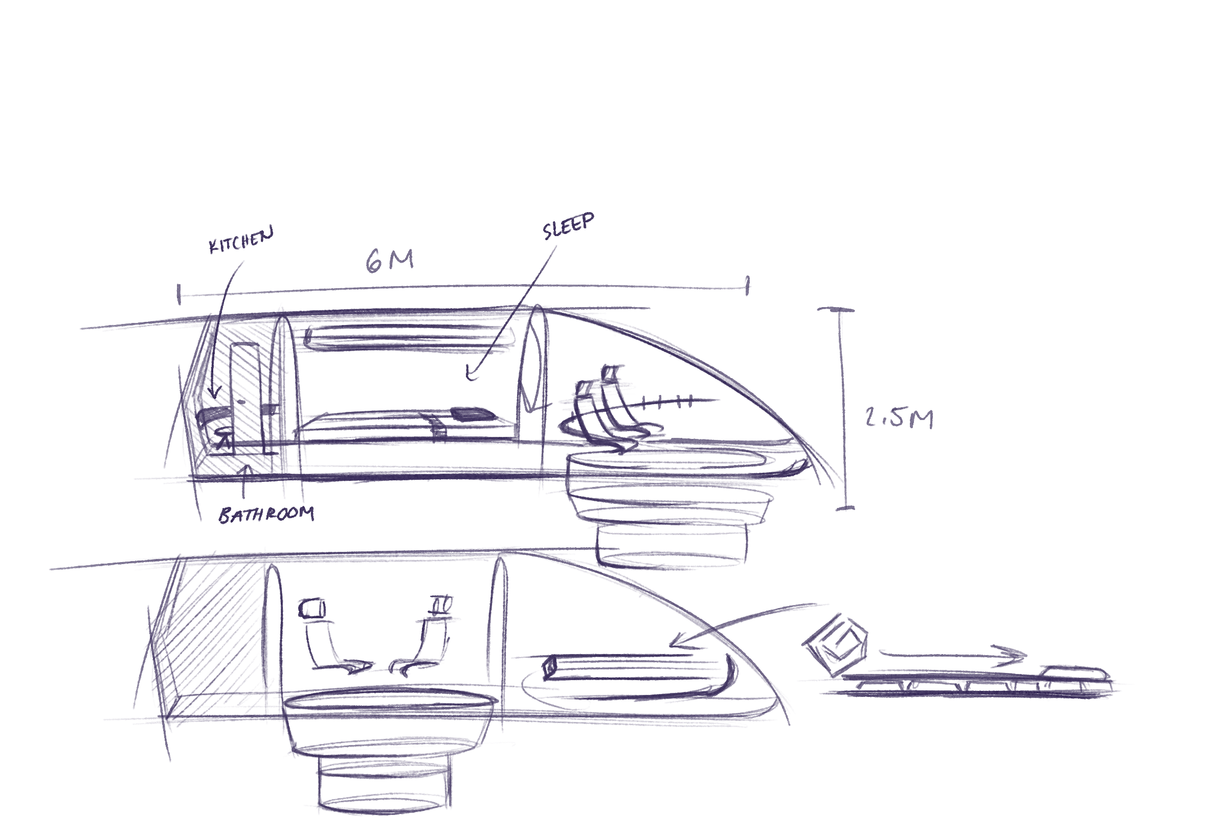 Concept development — pod dimensions and section